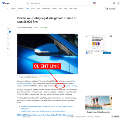MSN coverage screenshot